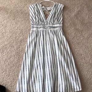 Blue and white striped dress